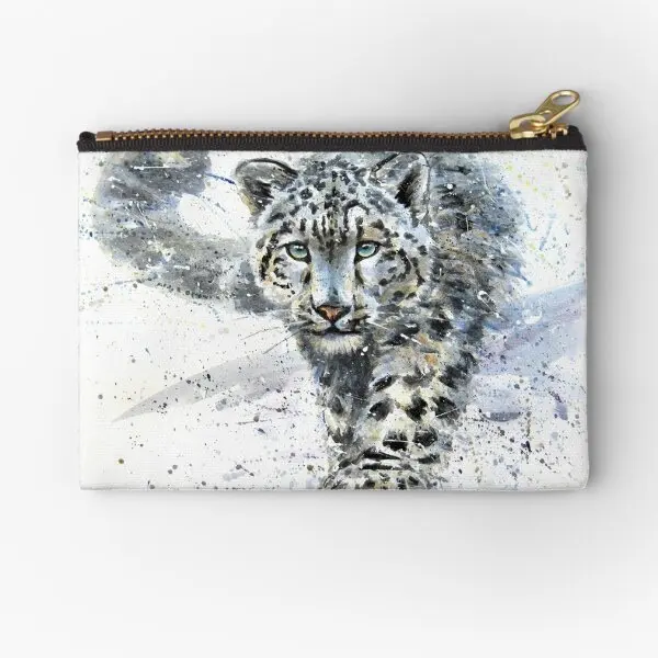 

Snow Leopard Watercolor Zipper Pouches Men Small Underwear Pure Storage Wallet Packaging Money Cosmetic Coin Key Panties Socks