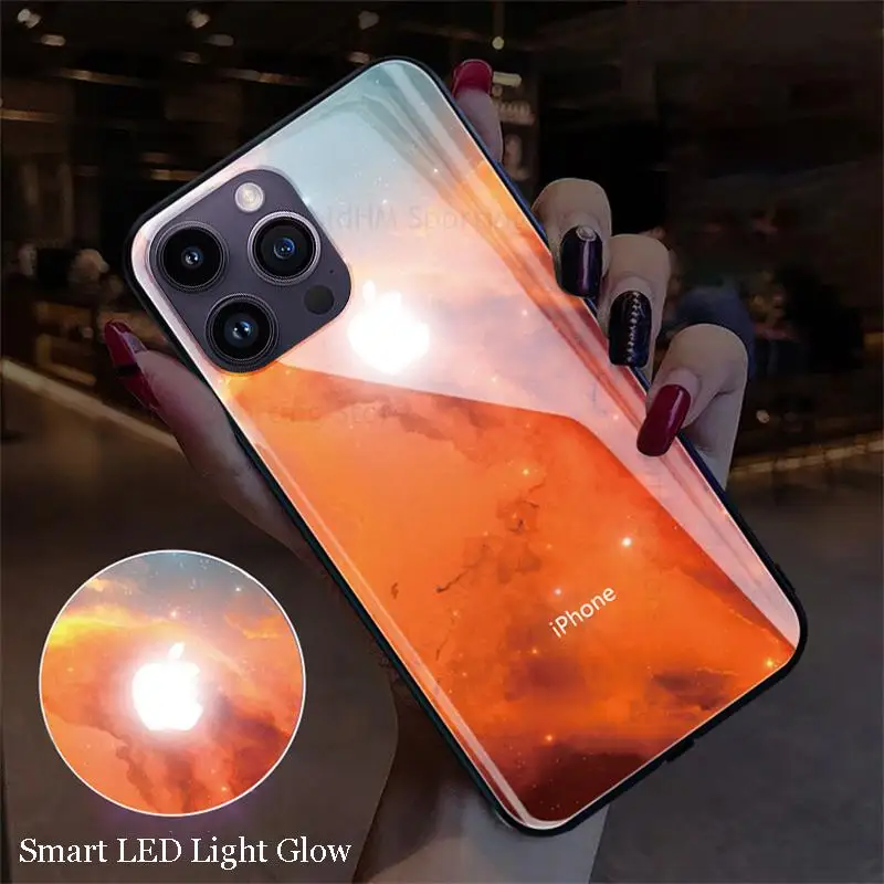 

Smart LED Light Glow Tempered Glass Phone Case For iPhone 14 Pro Max 13 12 11 Pro XR XS Max 7 8 14 Plus Gradation Luminous Cover