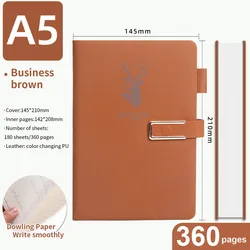 A5 Soft Leather Retro Notebook - 160 - Page Journal for Business, School, and Personal Use (Brown)