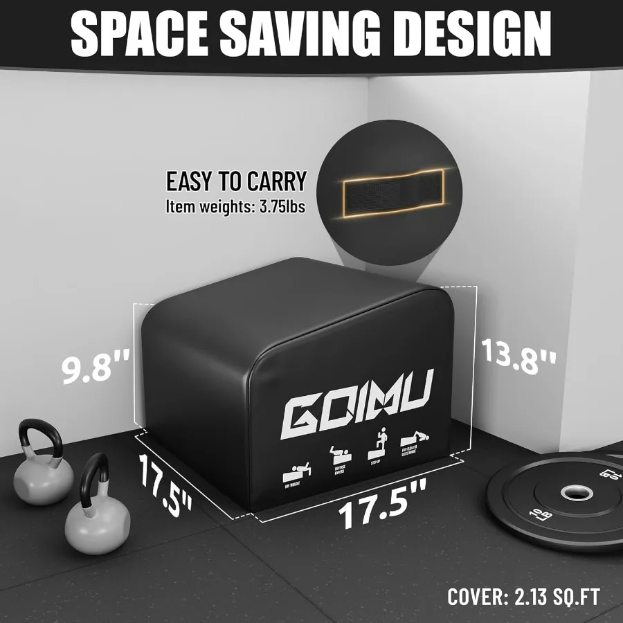 HT01-B Hip Thrust Bench, Hip Thrust Machine for Core&Ab Strength Training, Hip Thrust Booty Workout Box with Non-Slip, Glute Bri