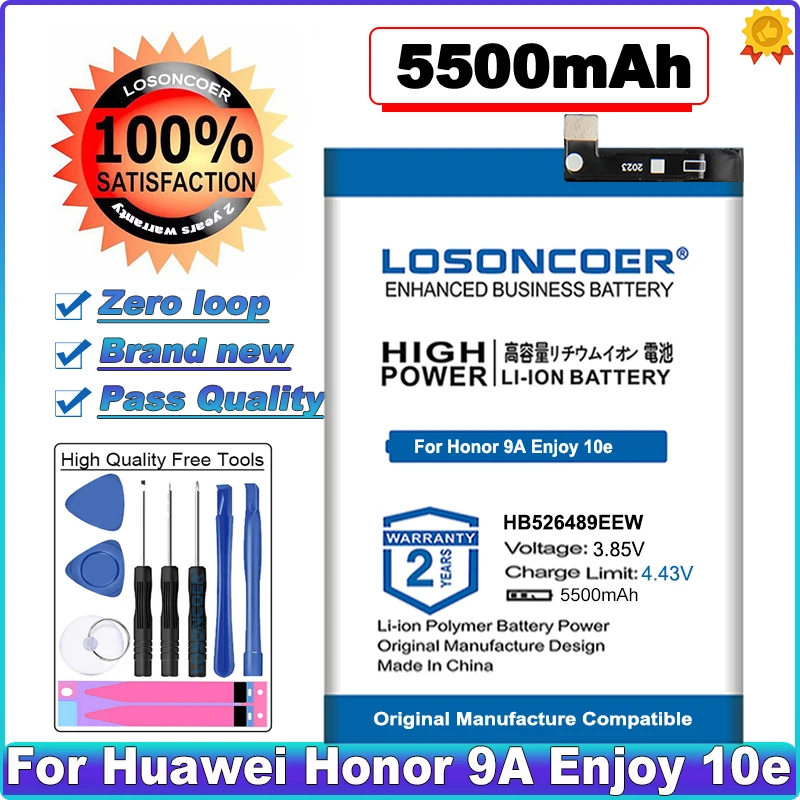 

LOSONCOER High Capacity Battery 5500mAh HB526489EEW Battery For Huawei Honor Play Changwan 9A Enjoy 10e Battery