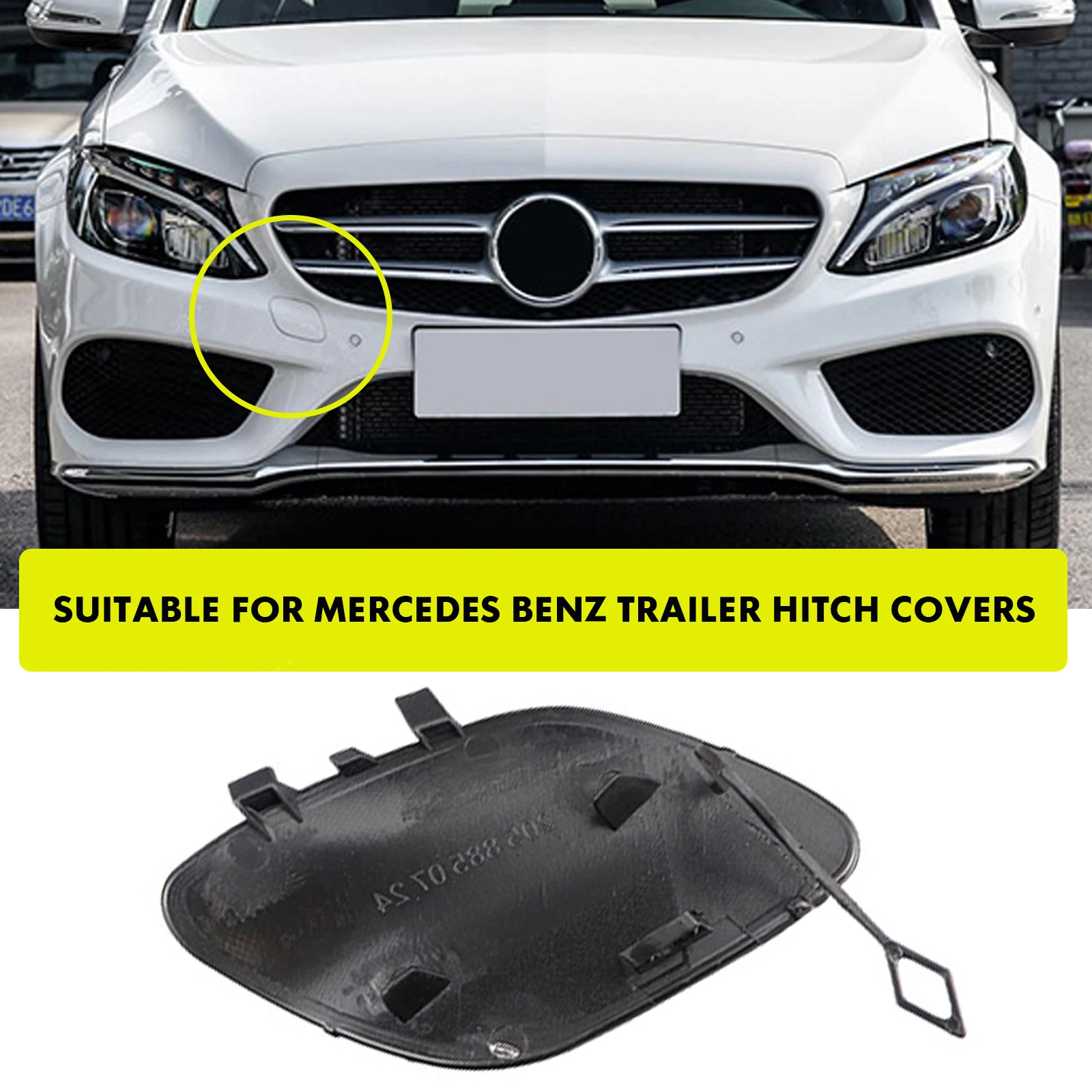 1PC Car Front Bumper Tow Eye Hook Cover Fitting A2058850724 For Mercedes  Benz C-Class C300 C400 W205 2015-2018 Towing & Hauling