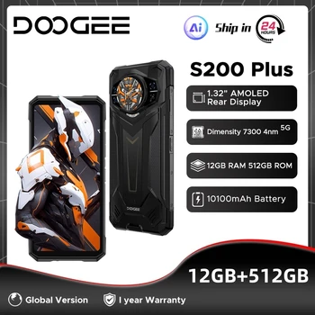 DOOGEE S200 Plus 5G AI Telefono robusto Dimensity 7300 1.32 "Display posteriore 16GB 512GB 6.72'' 11000mAh 66W 100MP Fotocamera Smartphone