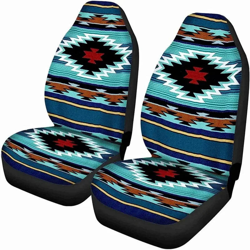 

2 Pcs Car Front Seats Covers Protector Cushion Southwestern Aztec Tribal Pattern Bucket Seat Cover Pads All Weather Bucket Seat