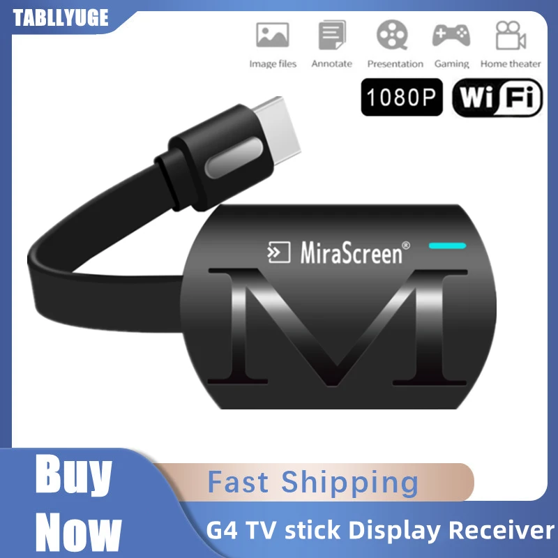 TABLLYUGE G4 TV stick Wifi Display Receiver DLNA Miracast Airplay Mirror Screen HDMI-compatible Android IOS Mirascreen Dongle grwibeou 1080p m2 plus hdmi tv stick wifi display tv dongle receiver anycast dlna share screen for ios android miracast airplay
