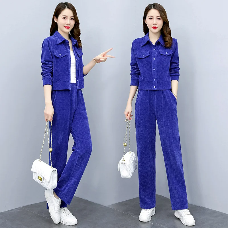 Women Sweater Suit Sportswear Two-piece Autumn Long Pants High-end Spring Fashion Explosion Style Casual Cardigan Set Trousers foreign trade explosion models geneva luminous watch fashion colorful led flash watch silicone diamond diamond couple watch wholesale orange