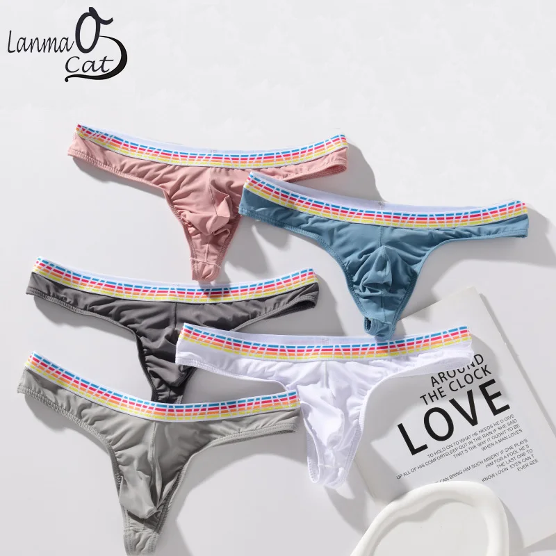 

Fashion Solid Color Men Underwear T Back Thongs Man Sexy Underpants G Strings Tanga Underwear