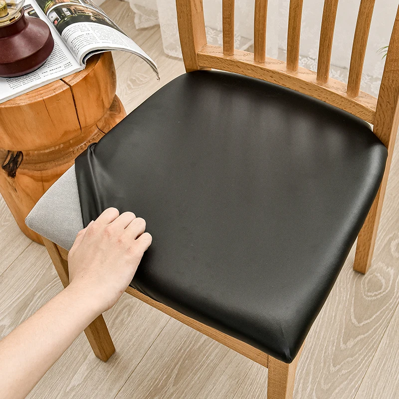 Chair Cover 1 Piece Waterproof PU Fabric Stretch Seat Cushion Cover Big Elastic For Dining Home Party