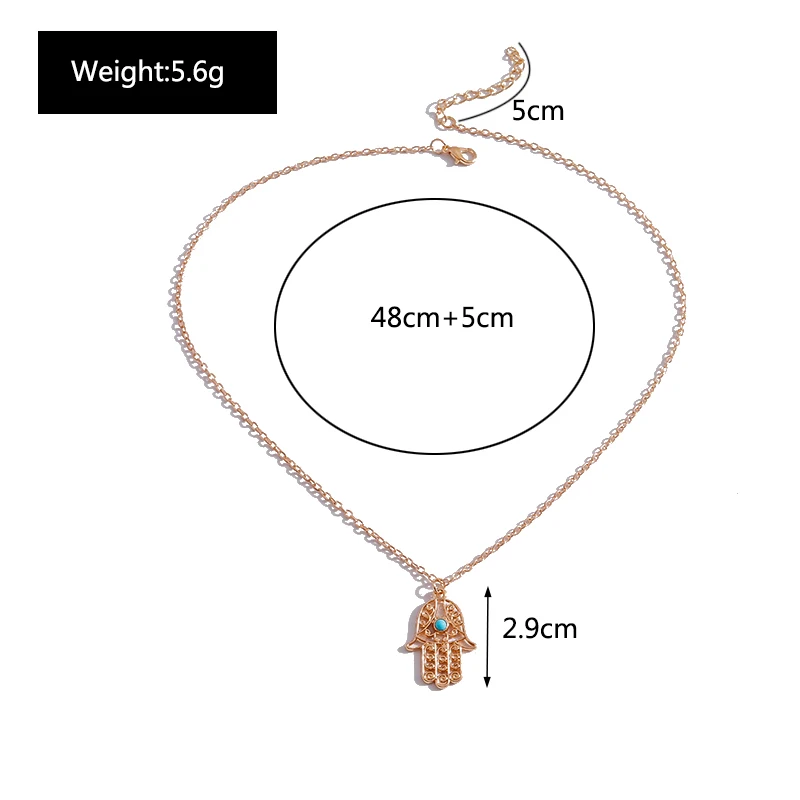 Aihua Ethnische Hamsa-Hand-Halskette für Damen und Herren, einfache Kette, böhmische Halskette, Choker-Halskette, Modeschmuck, Geschenke – Detail 7