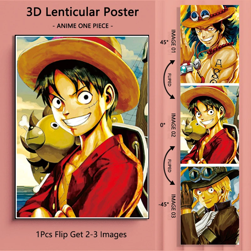 

Цельный аниме Ace/Luffy/Sabo 3D постер с линзой 3D флип-Картина декор комнаты художественная роспись домашний Декор Подарочные игрушки