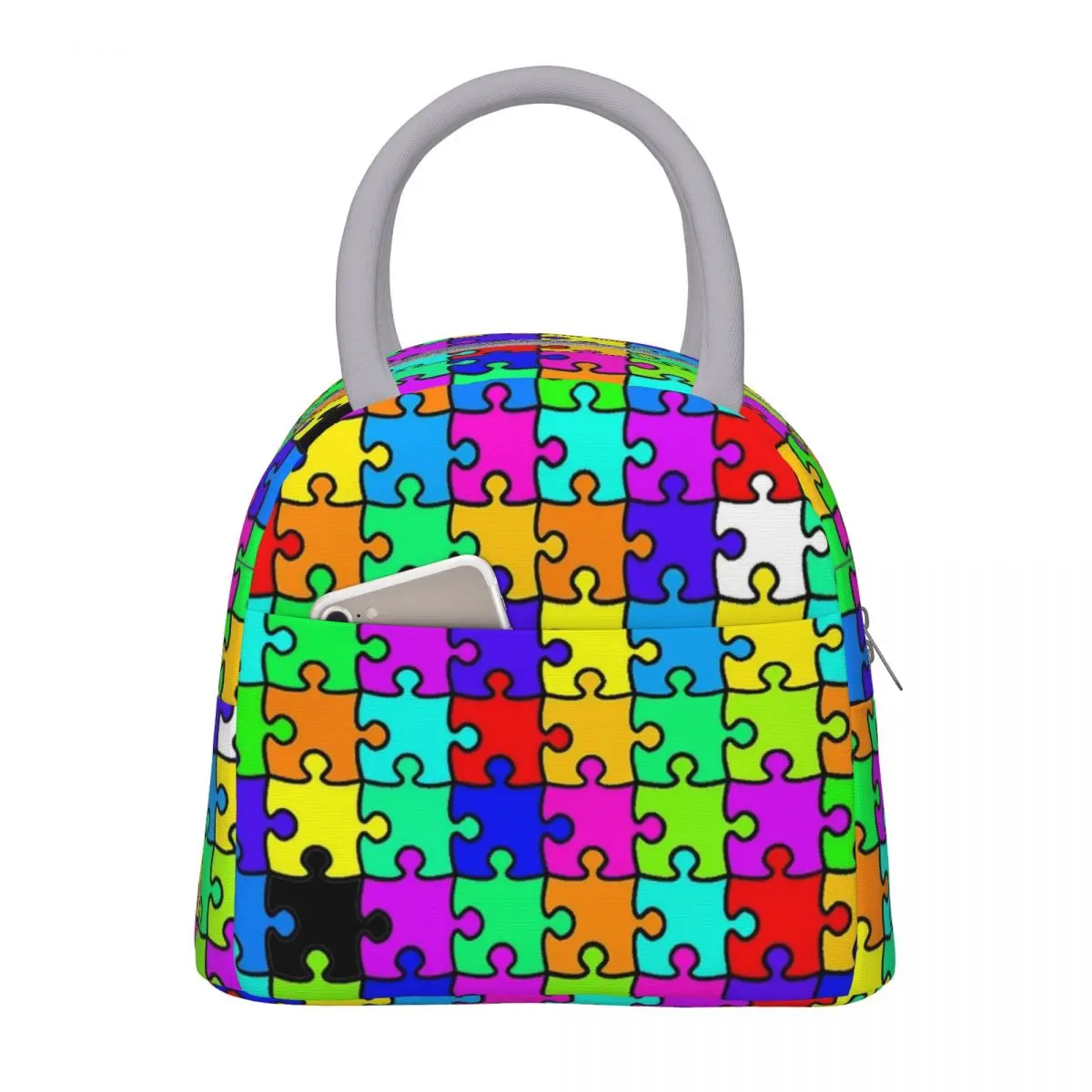

Color Puzzle Insulated Lunch Bags Storage Food Box Portable Cooler Thermal Lunch Box For Work