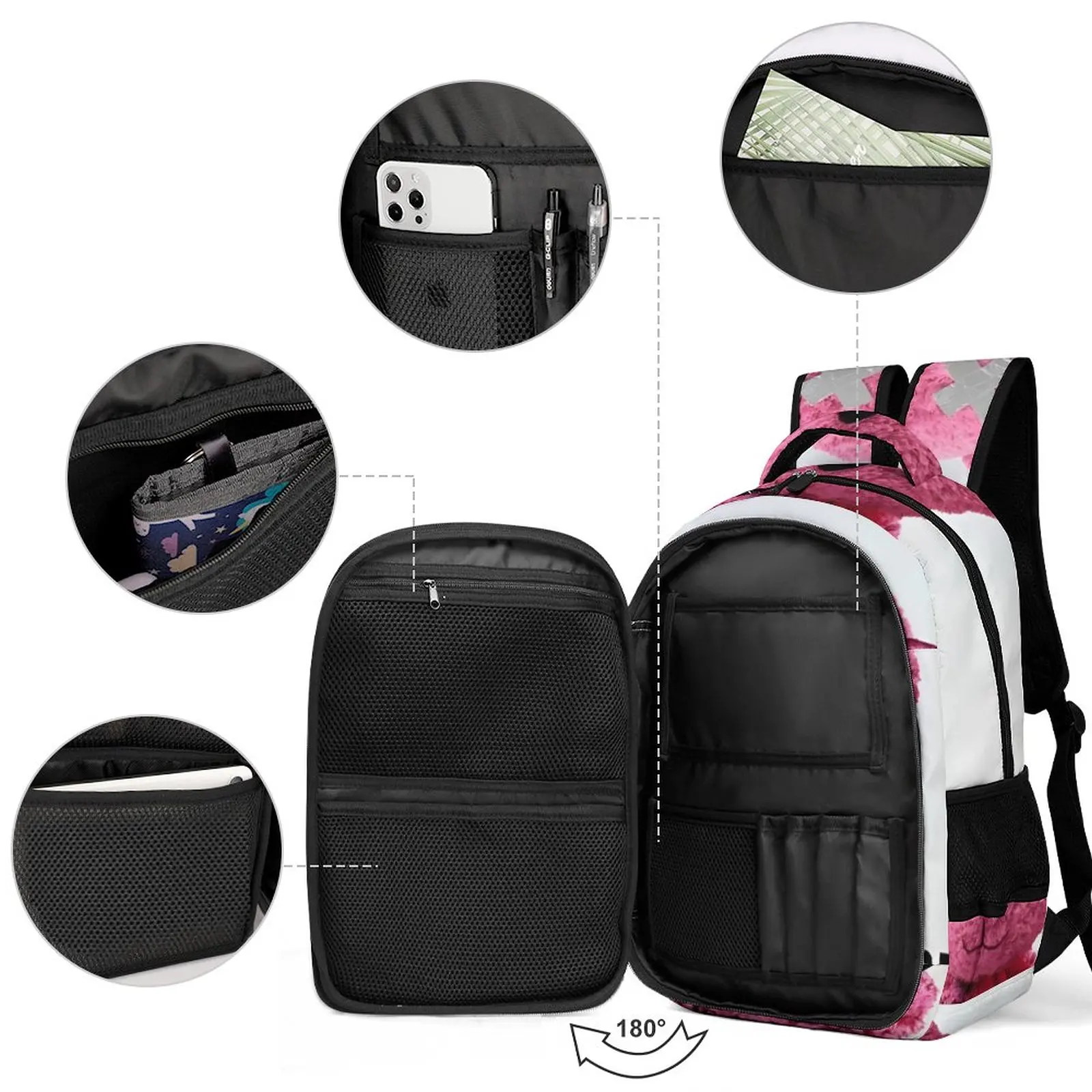 Refrigerator  Pocket Backpack Travel Bag for Multi-pockets  with Mobile Phone Bag Pencil Case Double Zipper