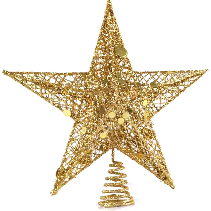 Golden Christmas Tree Top Star Iron Art Hollow Five Pointed Star Christmas Tree Top Festive Atmosphere Decoration christmas tree decoration christmas star decoration