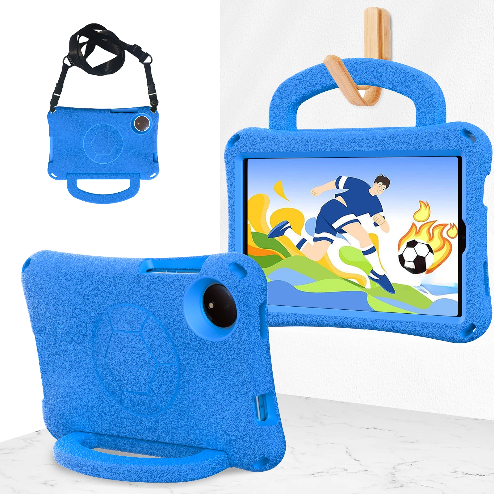 Durable EVA Football-Themed Tablet Stand Case, Rugged Protective Cover