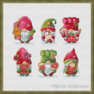 Strawberry Biscuit Dwarves Cross Stitch, Ecological Cotton Thread Embroidery, Home Decoration, Hanging Painting Gift, 34-37