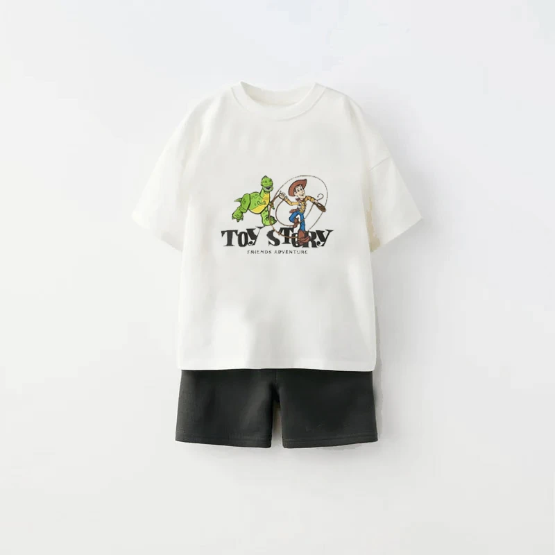 Summer 2025 Kids Baby Boy Outfits Summer Fashion Toy Story Disney Print Tops Tee + Shorts Toddler Boy Clothes Suit Kid Clothes 3