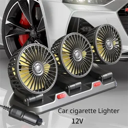 Tri-Head Adjustable Car Fan with Dual Speed, Silent Operation for Home, Office & Vehicle (3 Head 12V Car cigar)