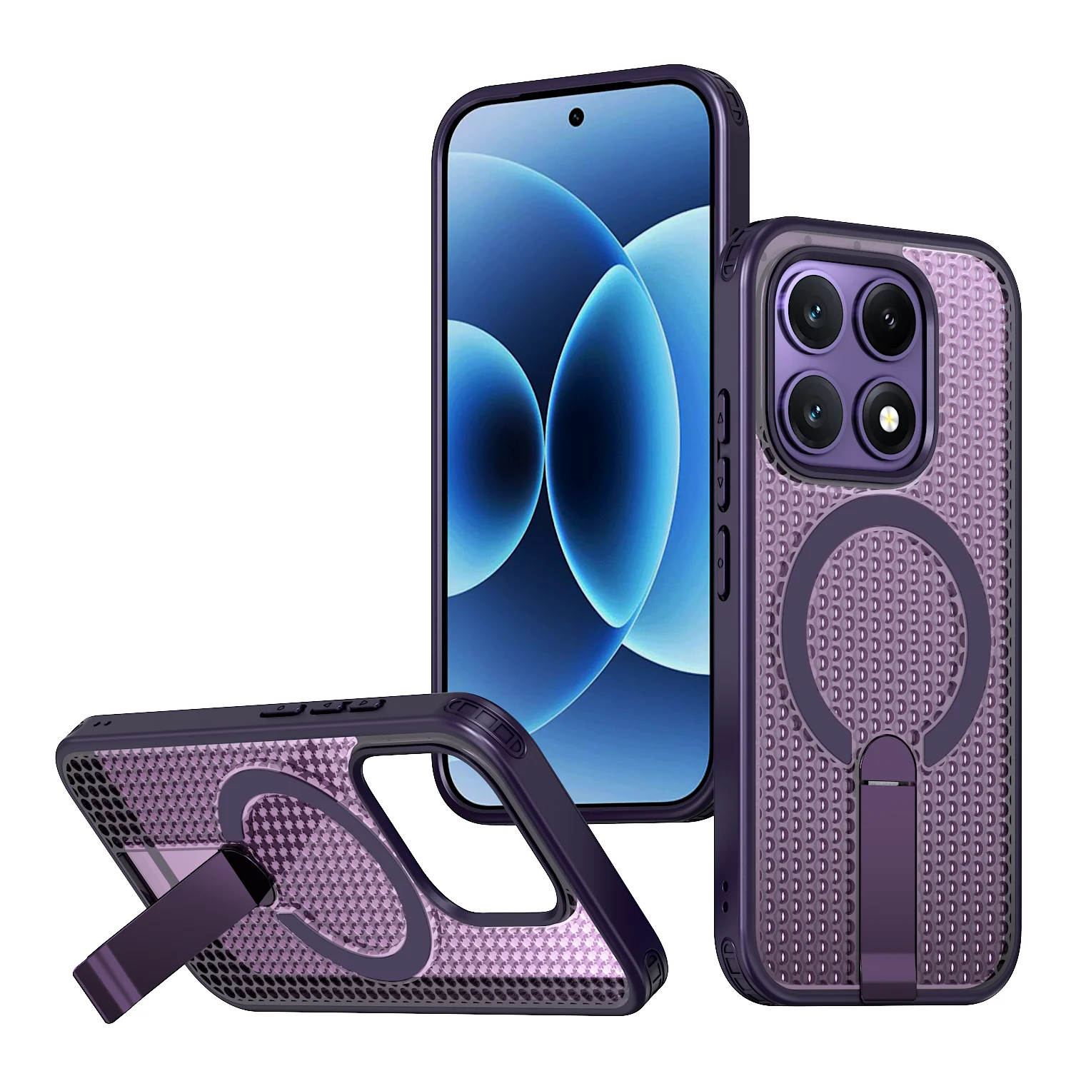 Luxury Magnetic Bracket Heat Dissipation Shockproof Rugged Tough Phone Case Cover
