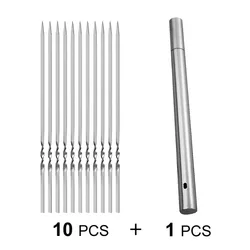 Premium Stainless Steel Reusable Barbecue Skewers with Storage Tube - Ideal for Grilling and Outdoor Cooking (10pcs forks 1 Tube)