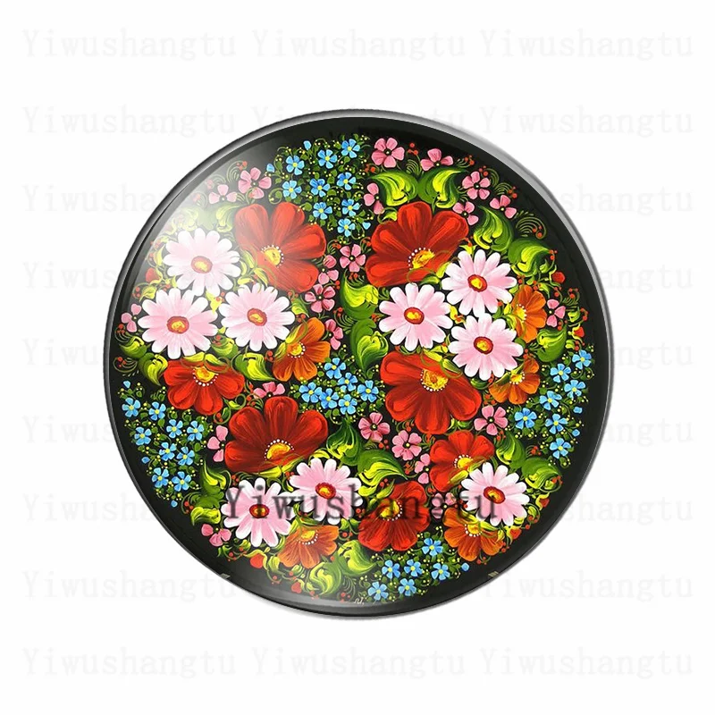Elegant Red Rose Flower Glass Cabochon