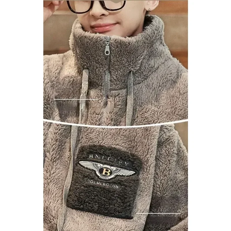 

New Autumn Thickened Suit Coral Young Students Winter Sleepwear Homewear Velvet Men Pajamas Loungewear 2023 Loose Zipper