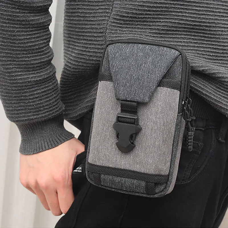 

Men's Waist Bag Mobile Phone Bag Belt Hook Wallet Large Capacity Fashion Wear-Resistant Business Travel Men's Belt Hanging Bag