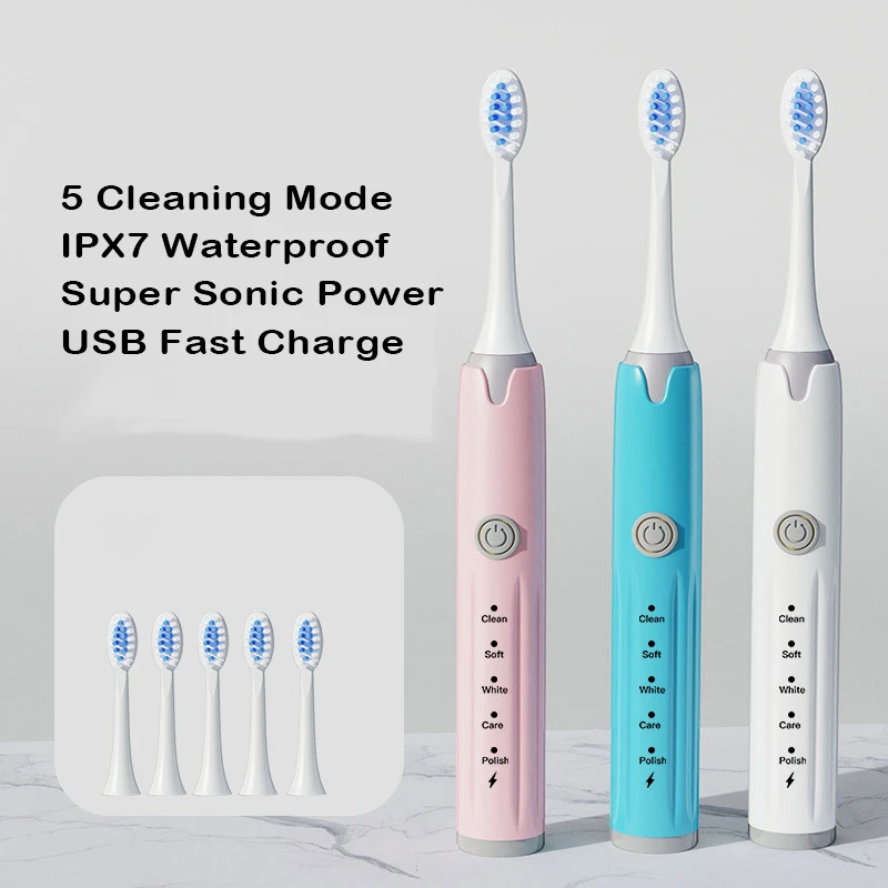 Electric Toothbrush Powerful Ultrasonic Protect Gums USB Charge
