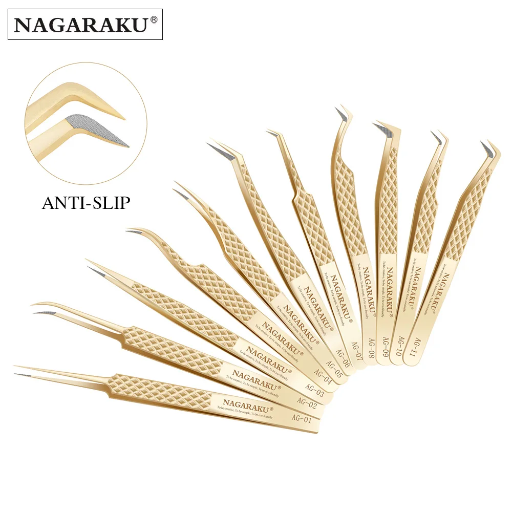 NAGARAKU Precision Fiber Tip Tweezer for Eyelash Extensions Professional Eyelash Tweezers Antistatic Straight eyelash tweezers