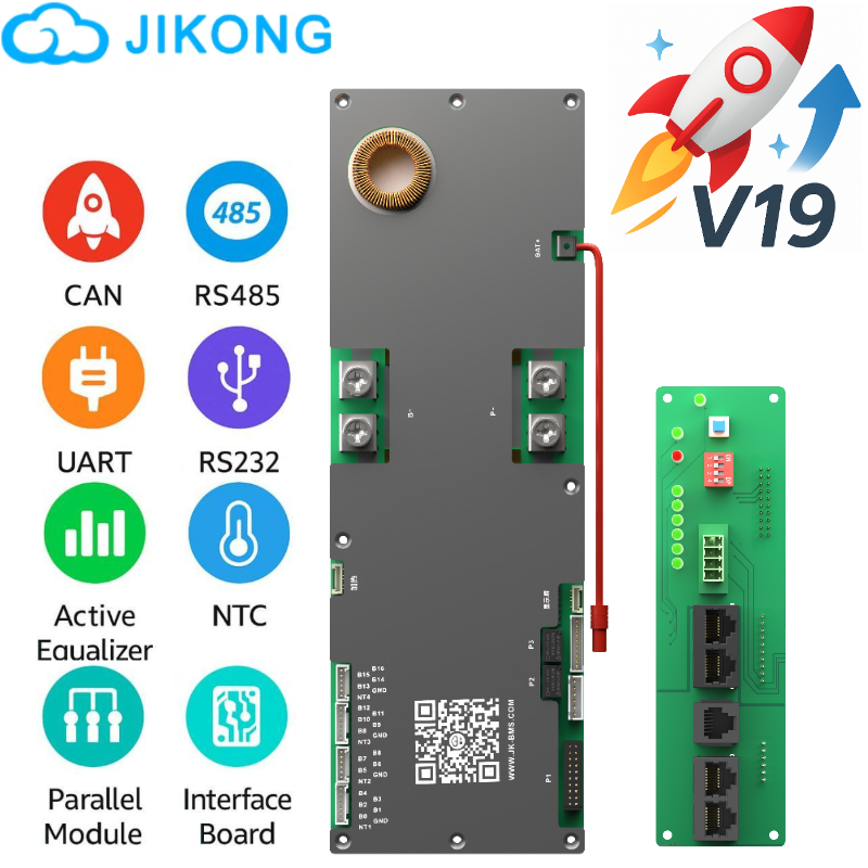 JKBMS lifepo4 48v 200A bms 8S-16S active balancing home energy storage BMS JIKONG inverter BMS for lithium ion battery 200ah bms