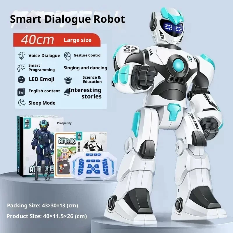 AI 프로그래밍 로봇 장난감 원격 제어 대화형 LED 조명 소년 어린이 생일을 위한 조기 학습 선물