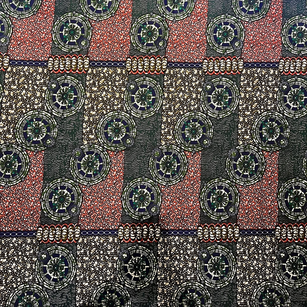 1pc 6 yards Fabric 5.48meter African Wax Fabric,Ghana Kente Design African Printed Wax Fabric Nigeria Ankara Kitenge Pagnes