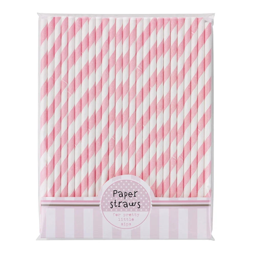 30 Pcs Striped Paper Straws Pink White Drinking Straw Banquet Supplies Party Disposable Kitchenware Home Garden Dining Bar