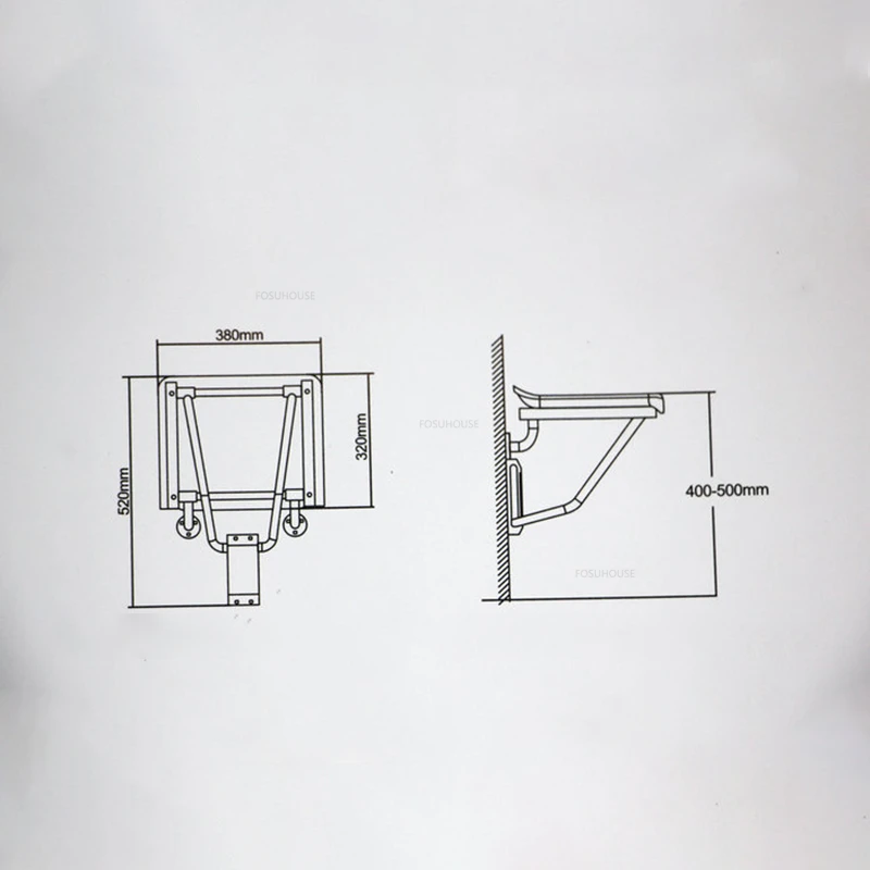Stainless Steel Wall-mounted Shower Seats Folding Bath Chair Home Barrier-free Bathroom Chair Creative Porch Shoe Changing Chair 6