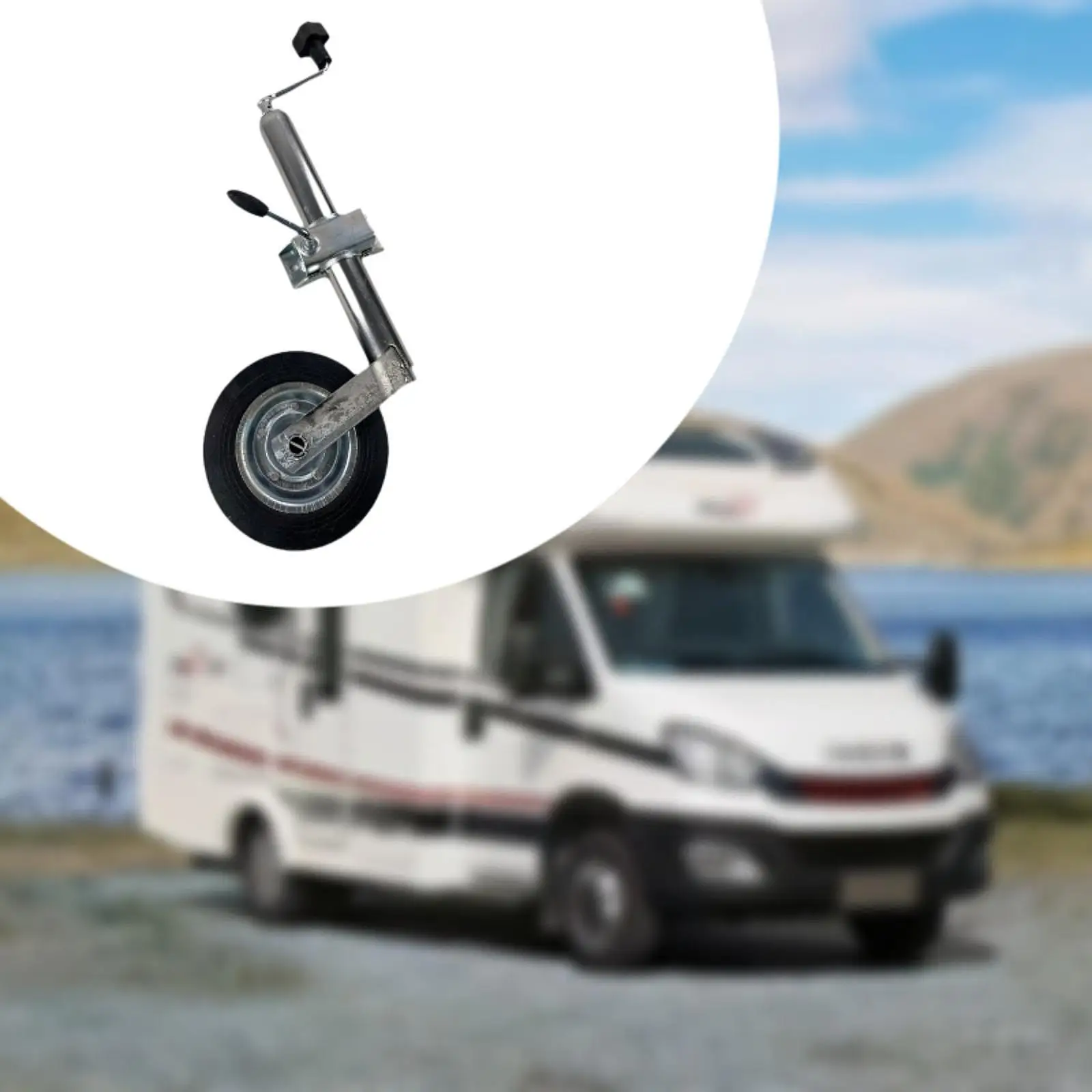 Boat Trailer Jack Rubber Wheel High Performance Hand Crank Design Camper Parts Easy to Use with Wheel for Boat Trailer RV
