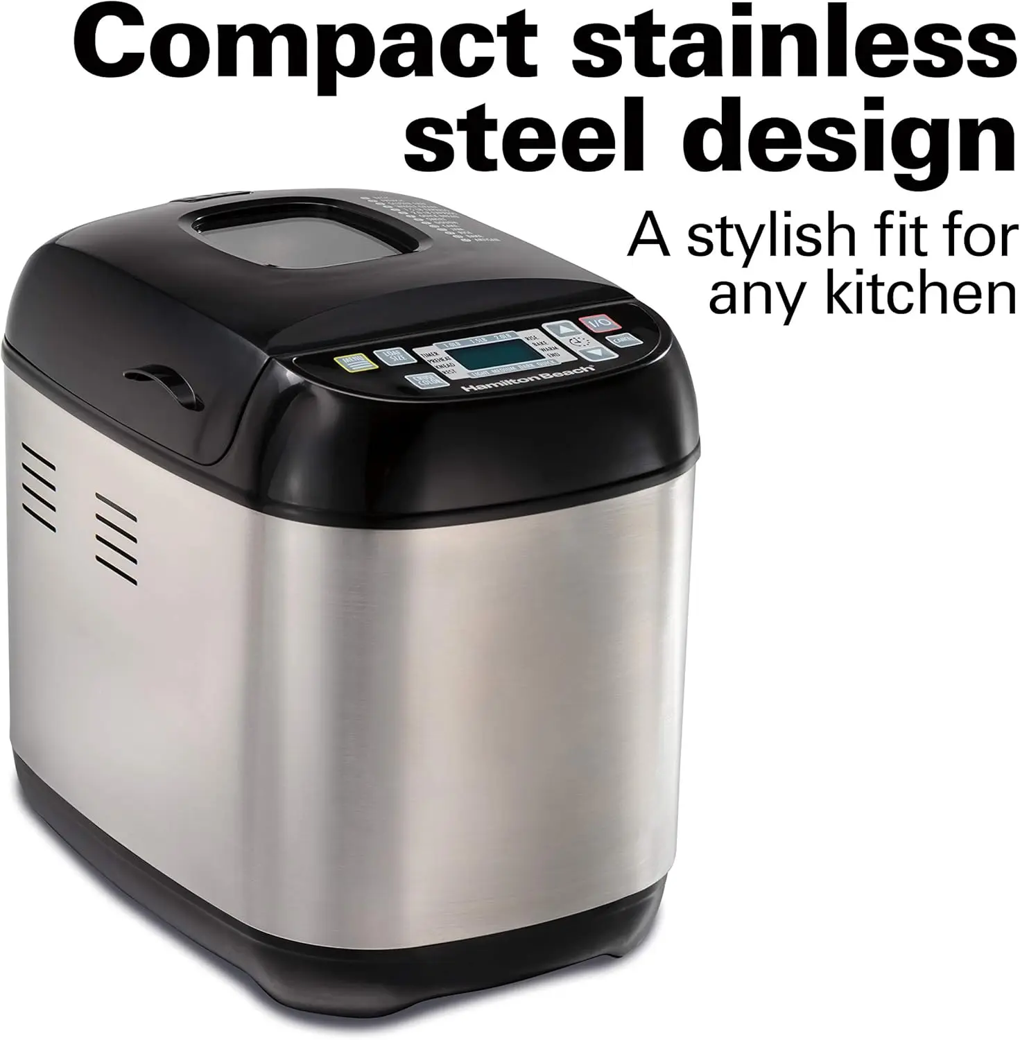 Beach Digital Electric Bread Maker Machine Artisan and Gluten-Free, 2 lbs Capacity, 14 Settings, Black and Stainless Steel 5