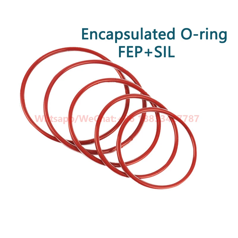 FEP-ORING 캡슐화 O링 고무 링, CS = 2.62mm FEP MVQ FKM, FEP 실리콘 FPM O링