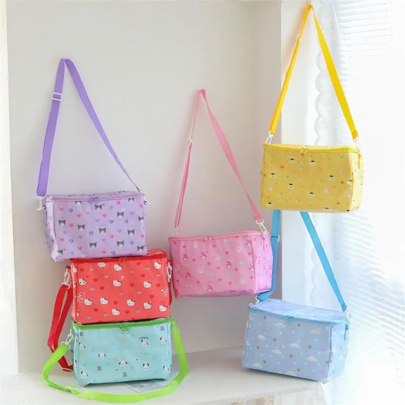 

Sanrios Cartoon Lunch Box Bag Hello Kittys Kuromi My Melody Kawaii High Capacity Girl Heart Outdoor Picnic Insulation Bento Bag