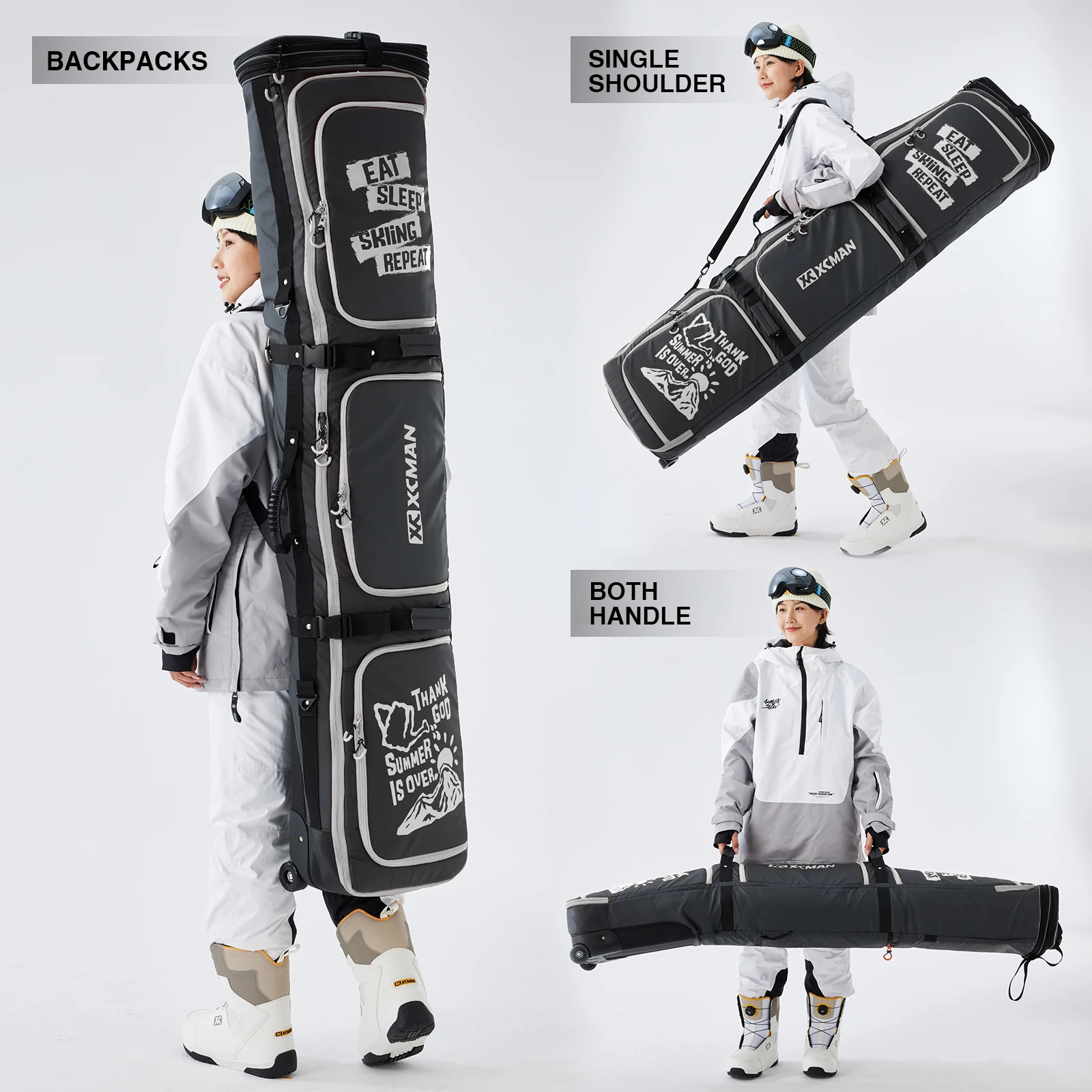 XCAN Bolsa de snowboard acolchada con ruedas y cerradura, viajes por XCAN Bolsa de snowboard acolchada con ruedas y cerradura, viajes por