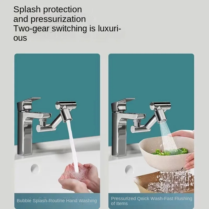 The new mechanical arm universal faucet extender lengthens the swivel universal connector of the spout preventer