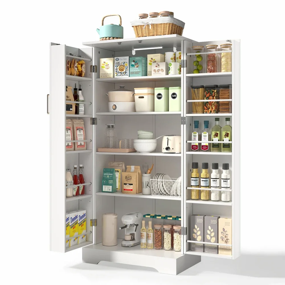 60×35×128cm Moderner Küchenschrank – LED-Licht, geräumige Aufbewahrungsfächer, ideal für Küche, Esszimmer und Speisekammer – Detail 26