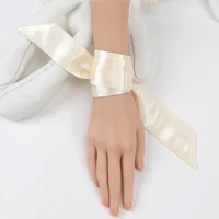 1PC Women Narrow short Scarf 100x4cm Solid Color Chiffon Silk Rubber Black Bag Ribbon Headbands Choker Streamer Lady Accessories 5