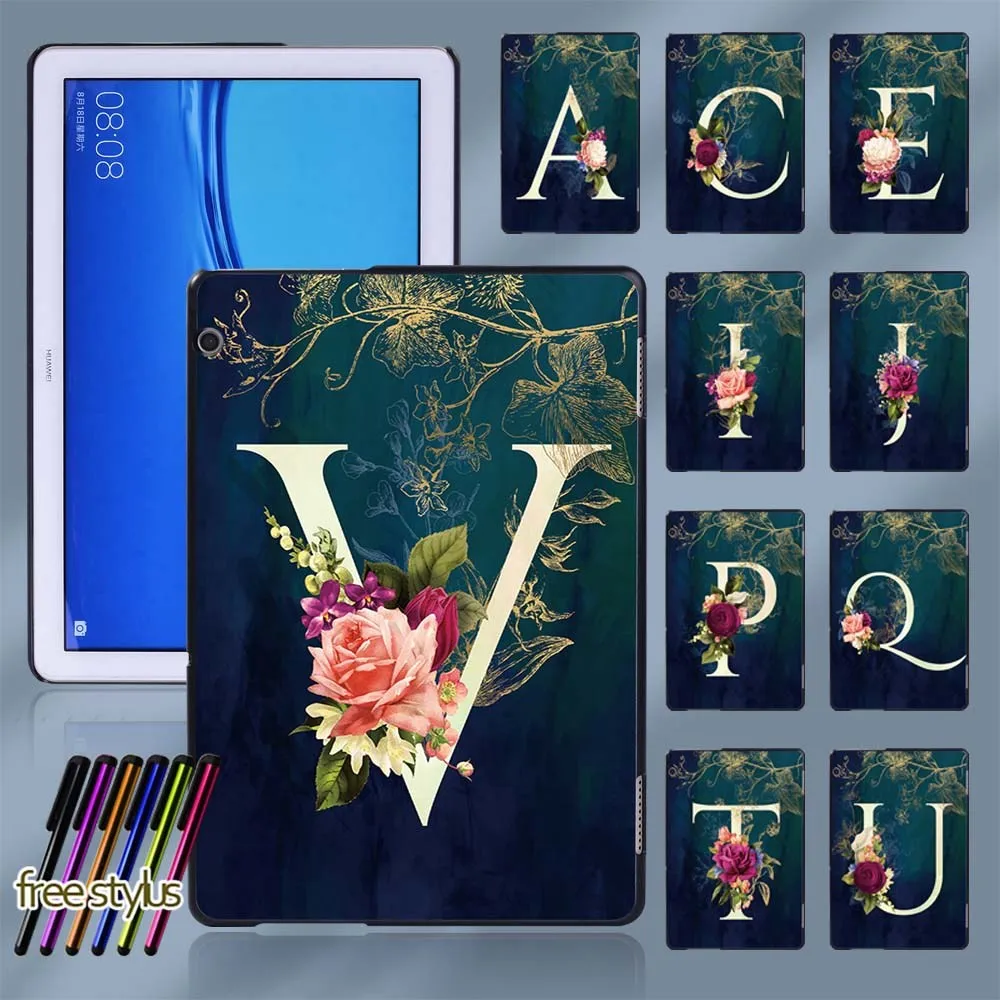 

For Huawei MediaPad M5 Lite 8/M5 Lite 10.1/M5 10.8"/T5 10 10.1/T3 8.0/T3 10 9.6" Initial 26 Letter Pattern Tablet Hard Back Case