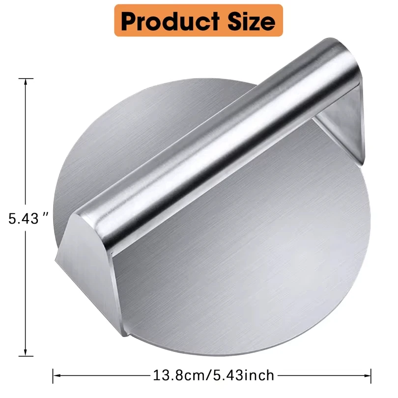 1PC Stainless Steel Smash Burger Press Hamburger Patties Meat Masher Circular Meat Press Mold for Deli Meats Kitchen Accessories