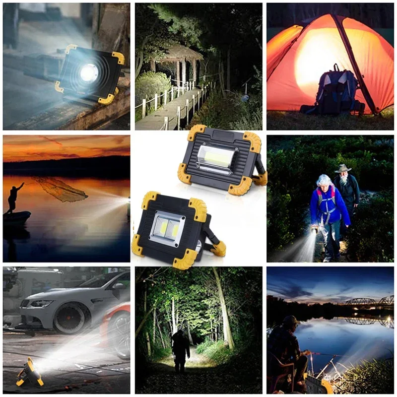 Super Bright COB Led Work Light Led Portable Spotlight Rechargeable for Outdoor Lampe Flashlight use 2*18650
