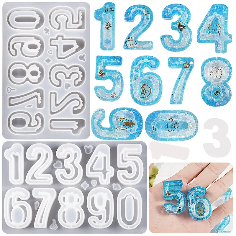 DIY Crystal Resin Mold Arabic Number Quicksand Keychain Pendant Jewelry Silicone Molds For Resin Making Craft new crystal epoxy resin mold alphabet letter number pendant casting silicone mould diy crafts jewelry key chain making tools