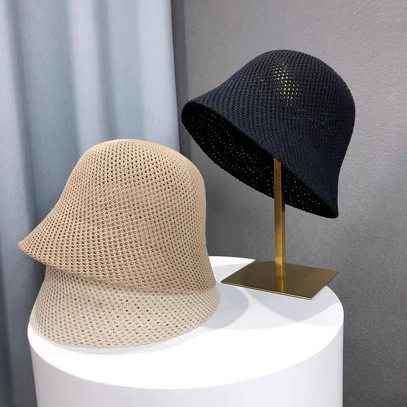 New Summer Beach Solid Wide Brim Bucket Hat For Women Hollow Breathable Sunshade Outdoor Girls Travel Panam Fisherman Cap Gift