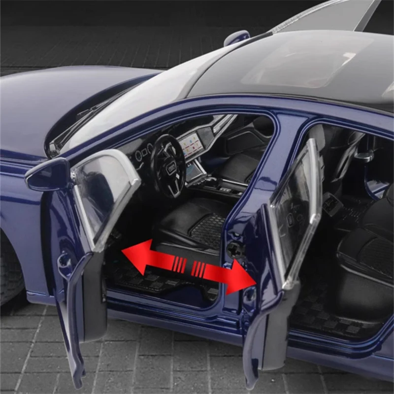 1:24 AUDI A6 Alloy Car Model Diecast & Toy Metal Vehicle Car Model High Simulation Collection Sound and Light Childrens Toy Gift 5