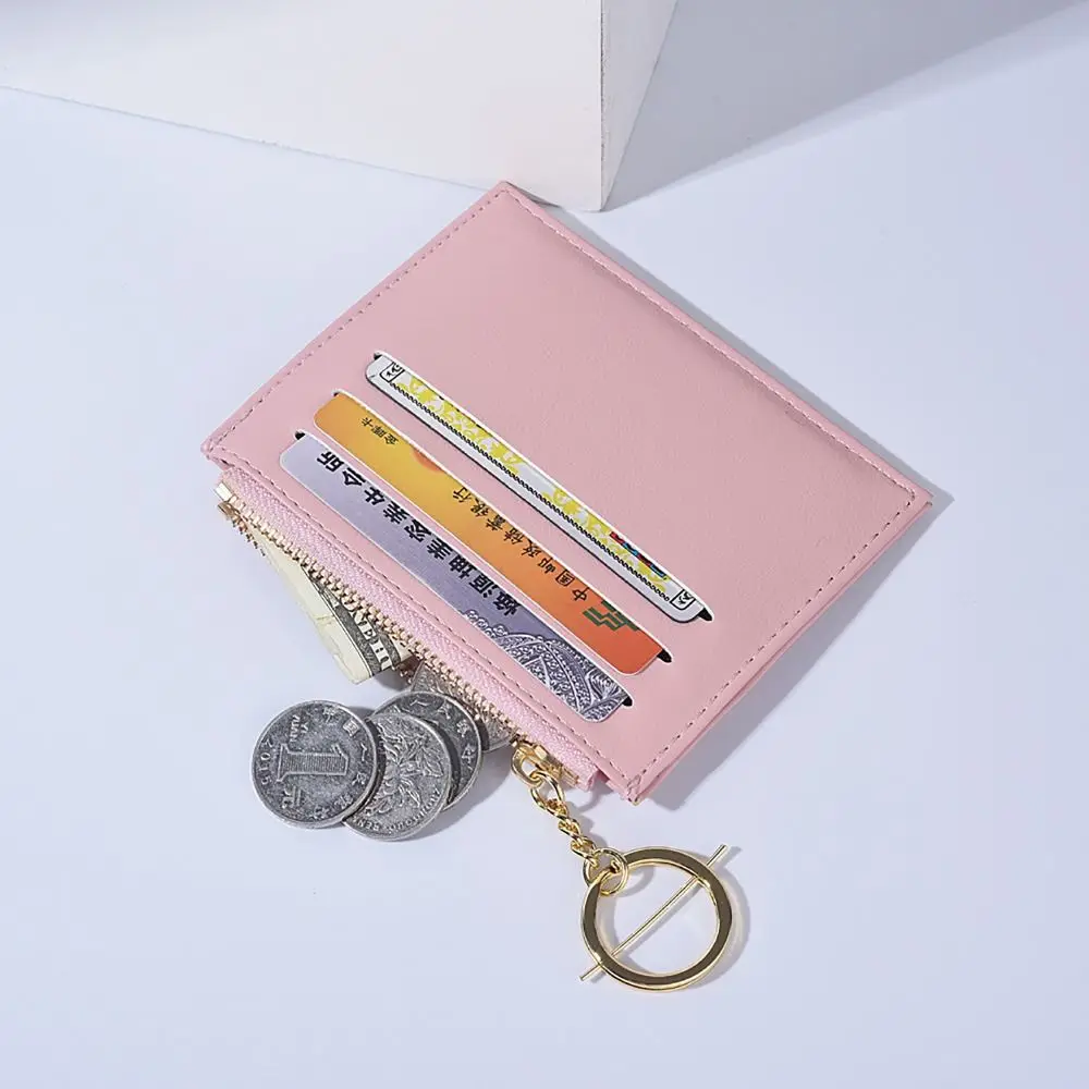 Ultra-thin Money Coin Purse Light with Key Ring Wear-resistant Credit Card Holoder PU Leather Wallet Money Bag Male Female