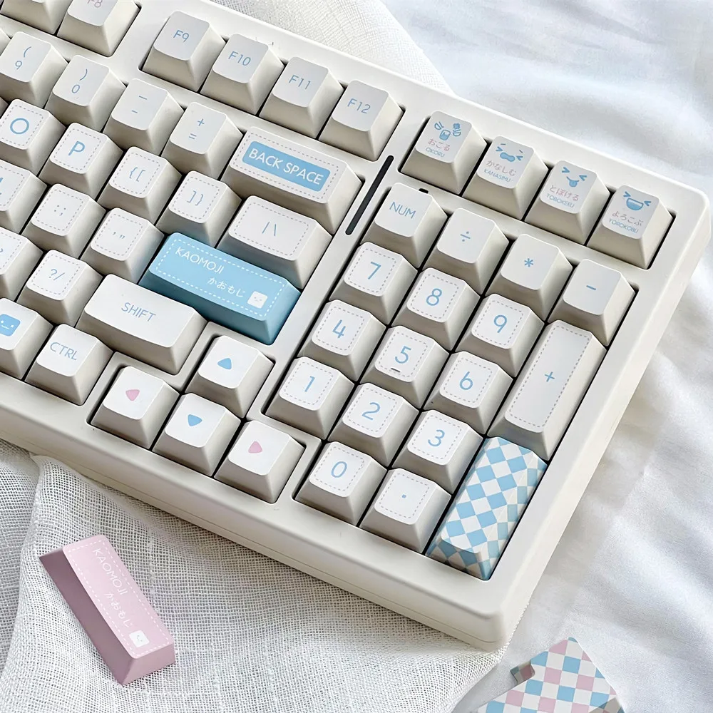 Mechanical Keyboard Keycaps Pbt Milk White Kaomoji Set 140 Keys_voghion.com