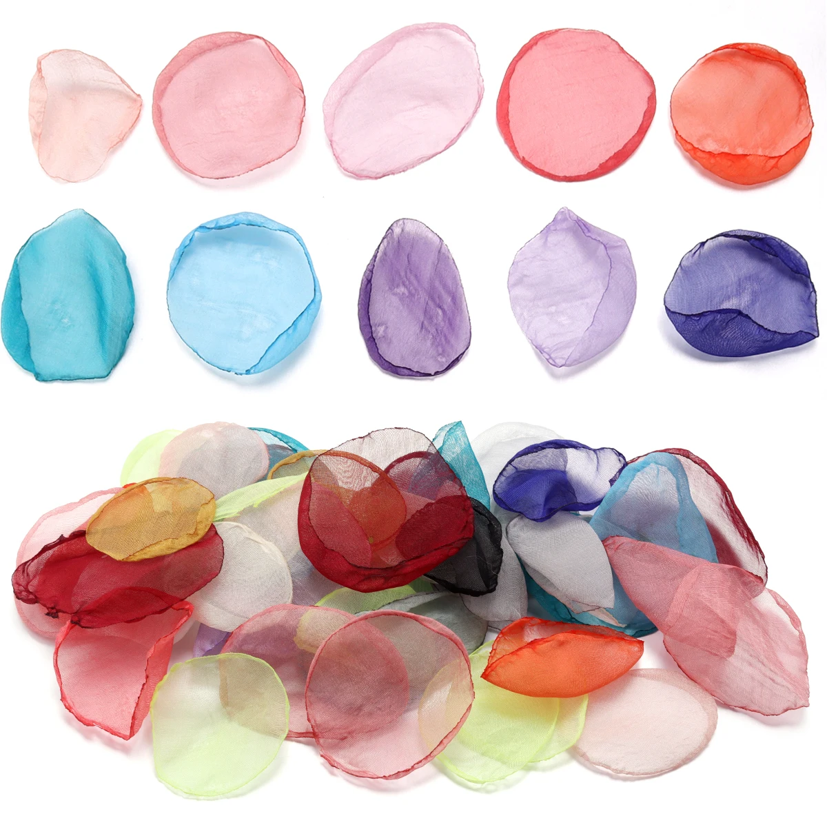 20pcs/lot Chiffon Fabric Flower Petals Multicolour Simulation Rose Flower Petal for Earrings Dress Carft Decoration Accessories